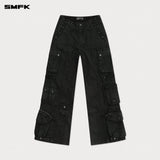 SMFK 2501 赛博野马涂蜡闻腿工装裤/油墨黑