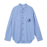 REST & RECREATION SS2404 OVERSIZED STRIPE SHIRT BLUE