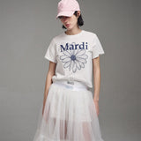 MARDI MERCREDI 2604 SLIM TSHIRT FLOWERMARDI_IVORY NAVY
