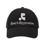 REST & RECREATION 2412 LOGO COTTON BALL CAP - BLACK