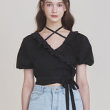 NOT YOUR ROSE 2505 Rosie wrap blouse Black