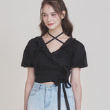 NOT YOUR ROSE 2505 Rosie wrap blouse Black