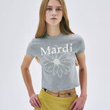 MARDI MERCREDI 2507 CROPPED TSHIRT FLOWERMARDI_GREY IVORY
