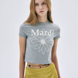 MARDI MERCREDI 2507 CROPPED TSHIRT FLOWERMARDI_GREY IVORY