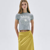 MARDI MERCREDI 2507 CROPPED TSHIRT FLOWERMARDI_GREY IVORY