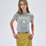 MARDI MERCREDI 2507 CROPPED TSHIRT FLOWERMARDI_GREY IVORY