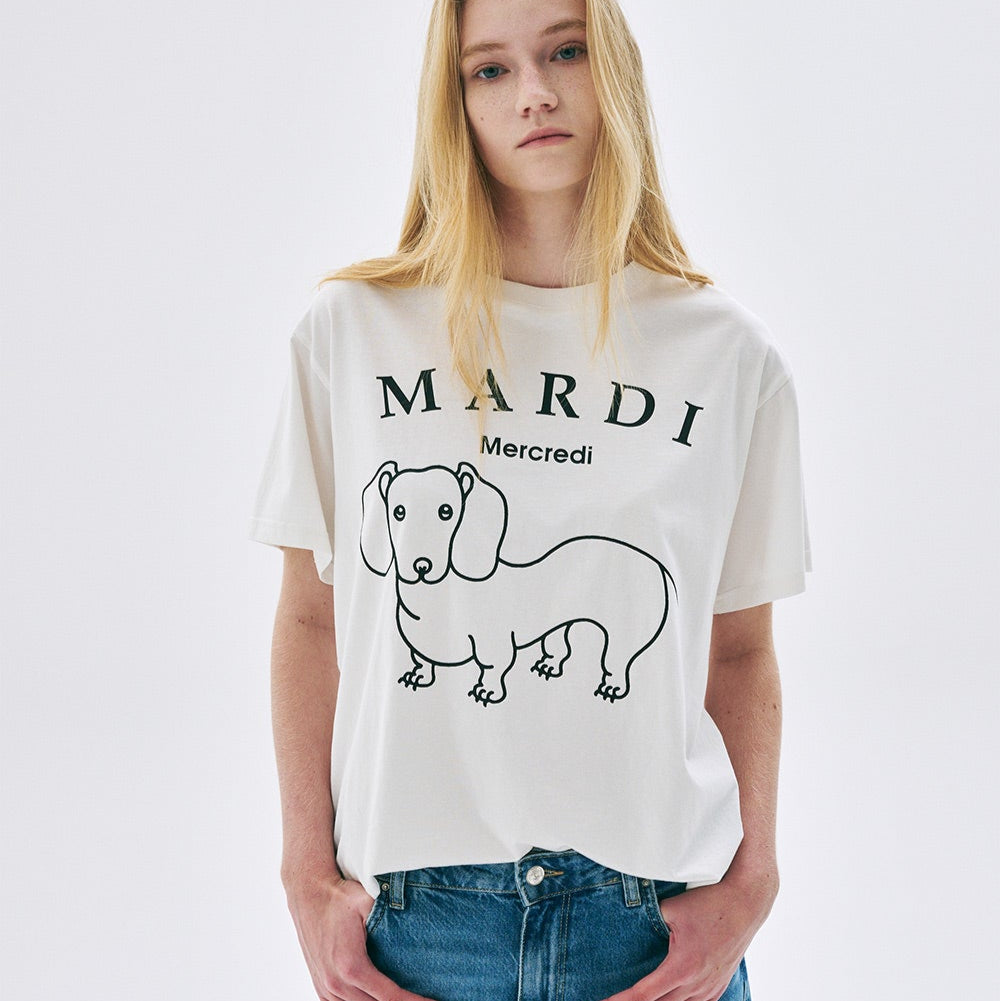 ●Mardi Mercredi●UNISEX TSHIRT TURNTABLE LOGO_GREY Ships from June 27] UNISEX TSHIRT TURNTABLE LOGO_GREY