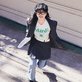 MARDI MERCREDI 2507 CROPPED TSHIRT FLOWERMARDI_LIGHTBEIGE GREEN