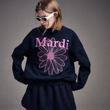 MARDI MERCREDI 2511 SWEATSHIRT FLOWERMARDI NEEDLEWORK_NAVY FUCHSIA