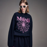 MARDI MERCREDI 2511 SWEATSHIRT FLOWERMARDI NEEDLEWORK_NAVY FUCHSIA