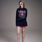 MARDI MERCREDI 2511 SWEATSHIRT FLOWERMARDI NEEDLEWORK_NAVY FUCHSIA