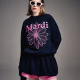 MARDI MERCREDI 2511 SWEATSHIRT FLOWERMARDI NEEDLEWORK_NAVY FUCHSIA