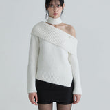 NOT YOUR ROSE 2603  Muffler symbol knit set (White)