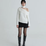 NOT YOUR ROSE 2603  Muffler symbol knit set (White)