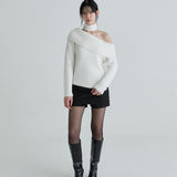 NOT YOUR ROSE 2603  Muffler symbol knit set (White)