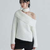 NOT YOUR ROSE 2603  Muffler symbol knit set (White)