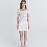 NOT YOUR ROSE 2603 Floral puff blouse (White)