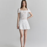 NOT YOUR ROSE 2603 Floral puff blouse (White)