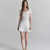 NOT YOUR ROSE 2603 Floral puff blouse (White)