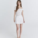 NOT YOUR ROSE 2603 Floral puff blouse (White)