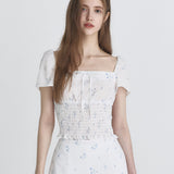 NOT YOUR ROSE 2603 Floral puff blouse (White)