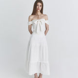 NOT YOUR ROSE 2603 Off shoulder ribbon top (Ivory)