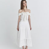 NOT YOUR ROSE 2603 Off shoulder ribbon top (Ivory)