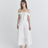 NOT YOUR ROSE 2603 Off shoulder ribbon top (Ivory)