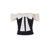 NOT YOUR ROSE 2603 Off shoulder ribbon top (Black)