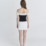 NOT YOUR ROSE 2603 Off shoulder ribbon top (Black)