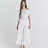NOT YOUR ROSE 2603  Lace tiered long skirt (Ivory)