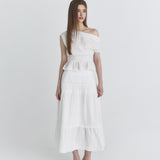 NOT YOUR ROSE 2603  Lace tiered long skirt (Ivory)