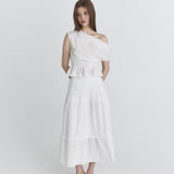 NOT YOUR ROSE 2603  Lace tiered long skirt (Ivory)