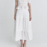 NOT YOUR ROSE 2603  Lace tiered long skirt (Ivory)