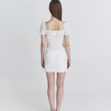 NOT YOUR ROSE 2603  Floral puff blouse (Ivory)