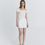 NOT YOUR ROSE 2603  Floral puff blouse (Ivory)