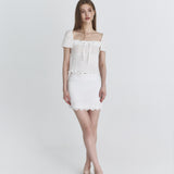 NOT YOUR ROSE 2603  Floral puff blouse (Ivory)