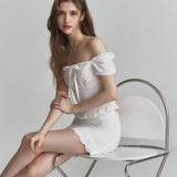 NOT YOUR ROSE 2603  Floral puff blouse (Ivory)