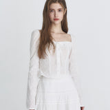 NOT YOUR ROSE 2603 Ribbon square blouse (Ivory)