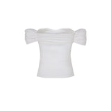 NOT YOUR ROSE 2603 Off shoulder ribbon top (Ivory)