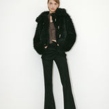 YUSE SS2312 DETACHABLE HOODIE FUR SHORT JACKET - BLACK