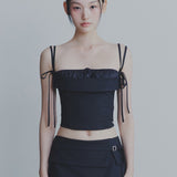 PAIN OR PLEASURE 2605 HEART RIBBON TOP CHARCOAL