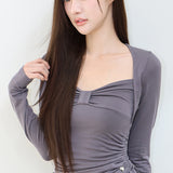 ILLIGO 2610 BOLERO SHIRRING TOP TEE CHARCOAL