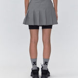 REST & RECREATION SS2404 LAYERED PLEATS SKIRT GREY