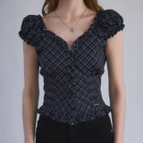 ROSE FRANTZ 2603 Frill Shirring Sleeveless Black