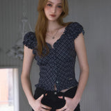 ROSE FRANTZ 2603 Frill Shirring Sleeveless Black