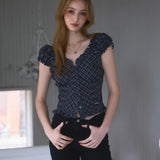 ROSE FRANTZ 2603 Frill Shirring Sleeveless Black