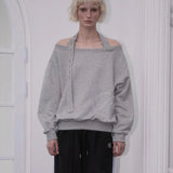 ROSE FRANTZ 2603 Eyelet Strap Open Sweatshirt Gray
