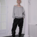 ROSE FRANTZ 2603 Eyelet Strap Open Sweatshirt Gray