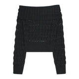 ILLIGO 2610 PUNCHING LOOSE OFF SHOULDER KNIT BLACK